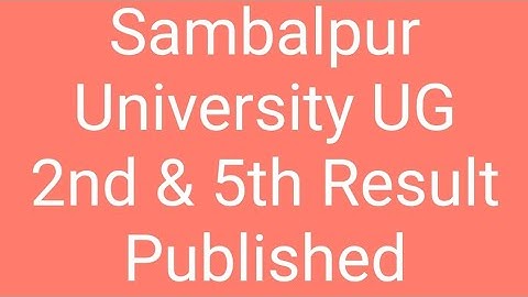 Sambalpur University UG 2nd & 5th Sem Exam Result Apr 2020 has Published