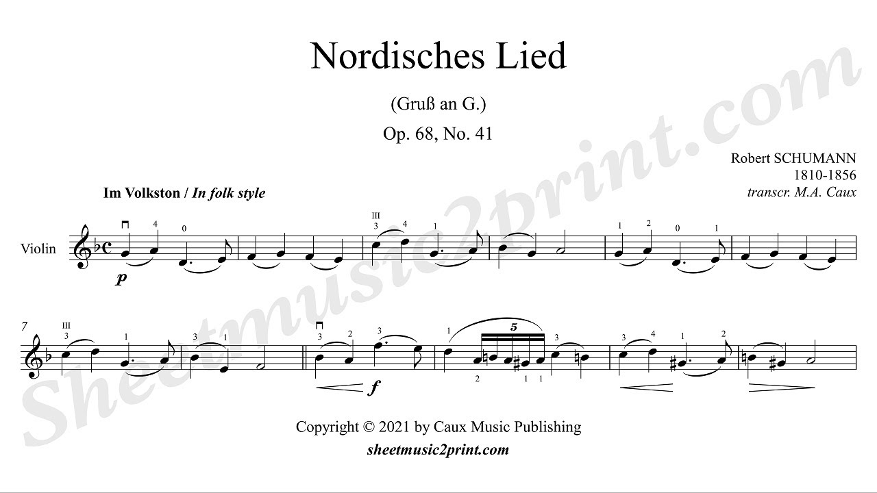 Schumann : Nordisches Lied, op. 68, no. 41 - Violin - YouTube