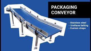 Packaging Conveyor for a Food Manufacturer Showcase– Stainless Steel Incline with Urethane Belt