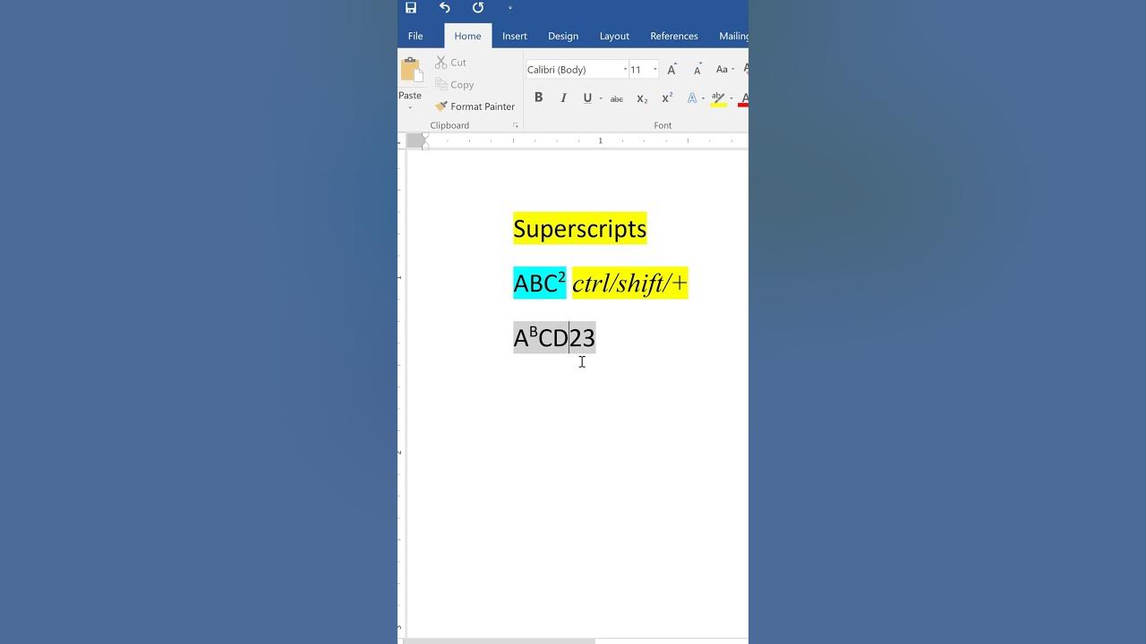How to insert superscripts in microsoft word using shortcut keys 
