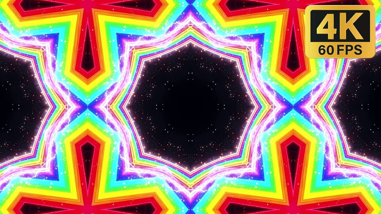 🌈 Neon Rainbow Kaleidoscope VJ Loop | 6 Hours 4K 60FPS Colorful Visual Background