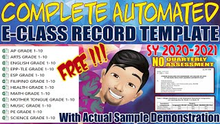 Famous COMPLETE AUTOMATED E-CLASS RECORD GRADE 1-10 SY 2020-2021 I FREE CLASS RECORD TEMPLATE Net Worth