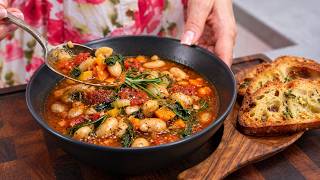 Tuscan White Bean Stew With Garlic Bread Easy Vegan