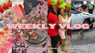 WEEKLY VLOG: baby shower prep, my first godbaby, my mom was in a car accident (gets emotional)... 😢