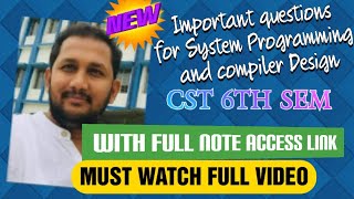 Important questions on System programming and Compiler Design with full note access link