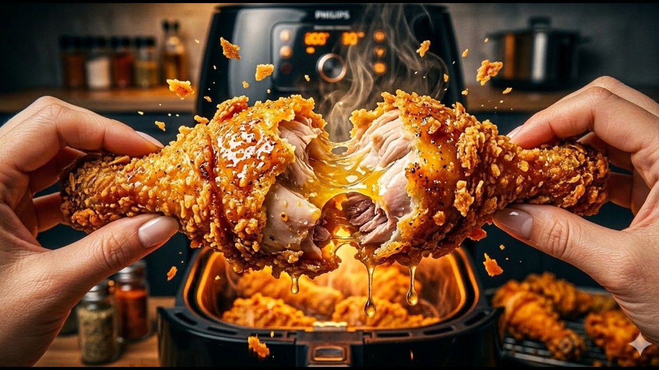 Knusprige Hähnchenschenkel aus der Heißluftfritteuse mit Kartoffelstärke