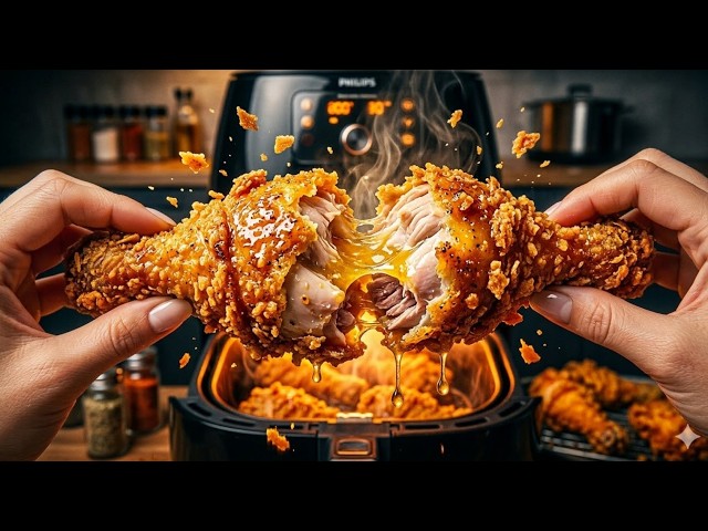Knusprige Hähnchenschenkel aus der Heißluftfritteuse mit Kartoffelstärke