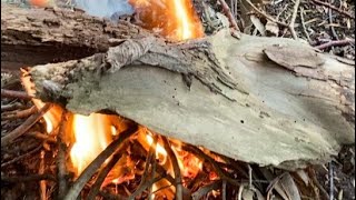 Starting a fire with flint and steel (Survival Situation)