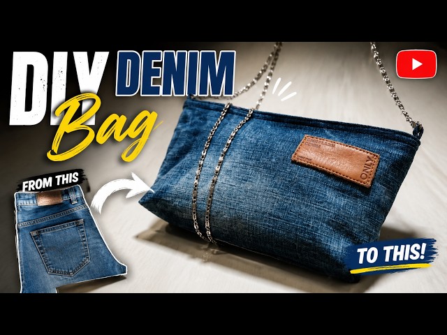 DIY Jeans Zipper Bag | How to Sew Denim Zipper Bag from Scrap Old
