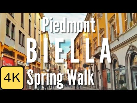 Spring Walk in Biella, Piedmont, Italy, 4k Walking Tour