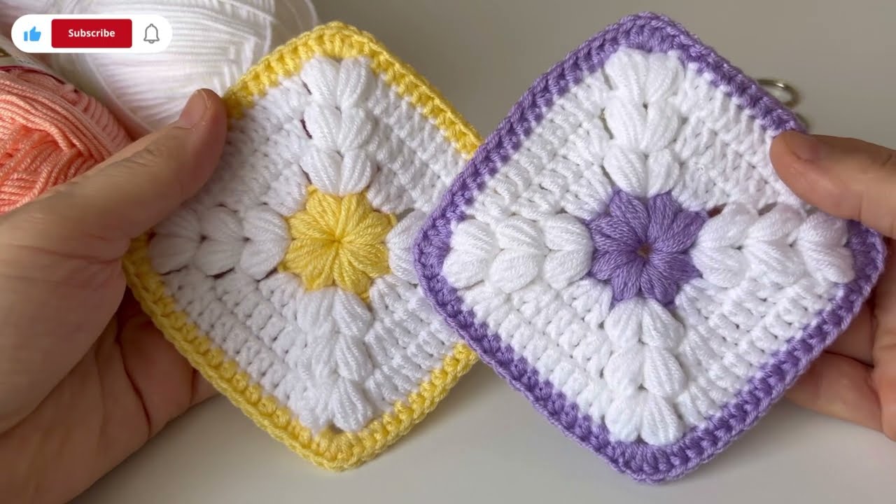 Мотив бабушкиного квадрата крючком / Легкий узор детского одеяла крючком