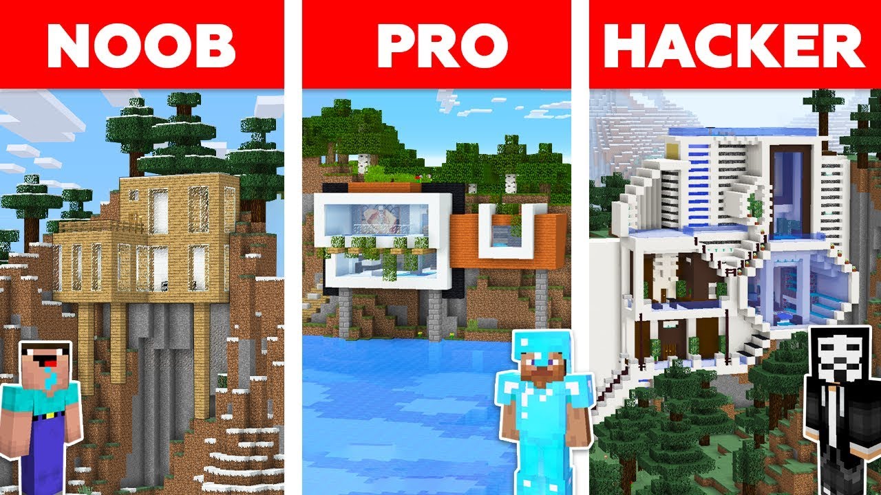 Minecraft NOOB vs PRO vs HACKER : FAMILY HOUSE CHALLENGE in minecraft /  Animation 