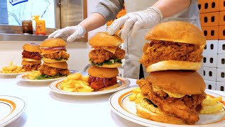 Fried and baked chicken burger - Korean street food