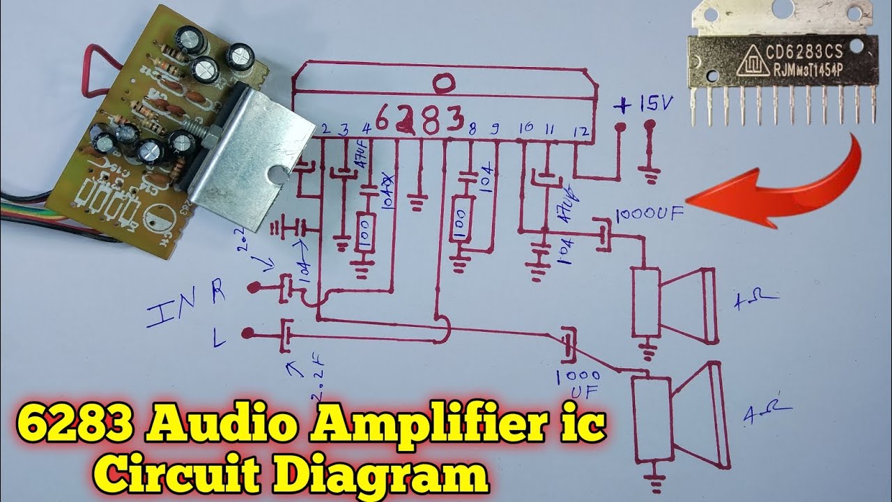D6283 Audio Ic Amplifier Circuit Diagram 😱 9+9 Watt Ic Amplifier ...