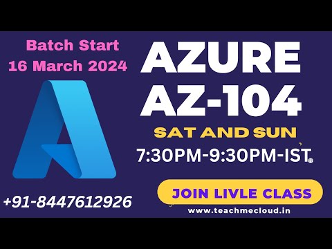 Join Live Azure Administrator AZ-104 Class in Weekend ! Fee 12K Only !
