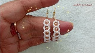 Daisy Hoops/Easy step-by-step Beaded Earrings making Tutorial/Aretes diy