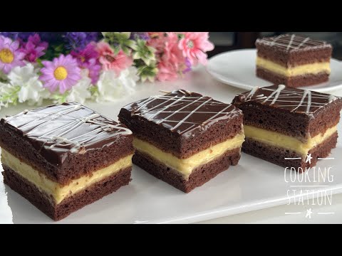 Easy and Tasty CHOCOLATE CAKE With Custard Filling Recipe  How to Make Chocolate Cake at Home