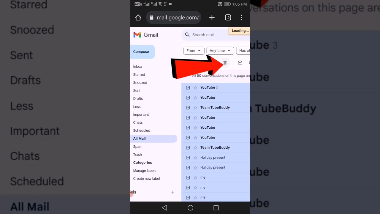 How To delete all mails in Gmail once || how to delete Gmail messages all at once click