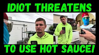 Idiot Threatens Postal Clerk With Hot Sauce!