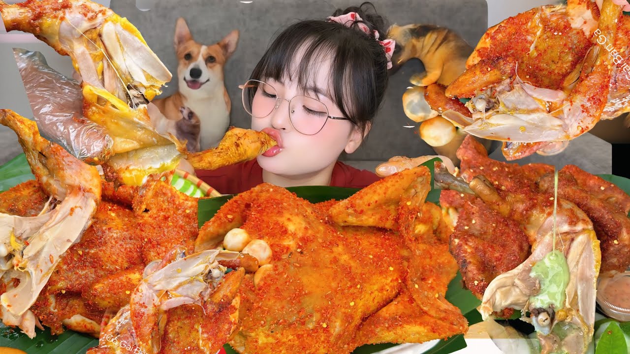 Ăn Gà Nướng Muối Ớt Nguyên Cả Con Siêu Ngon| Grilled Chicken with Salt and Chili Whole Mukbang