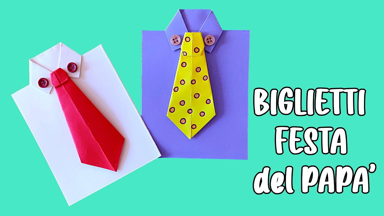 👨‍👧‍👦💌 Lavoretti Festa del Papà: Biglietto Origami con Camicia e  Cravatta 👔 