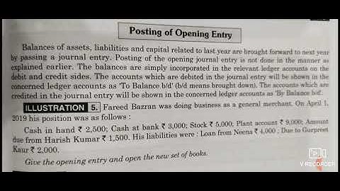 POSTING OF OPENING ENTRY OF JOURNAL TO LEDGER