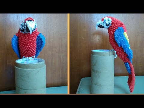 3d origami red macaw parrot tutorial part 2
