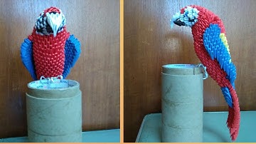 3d origami red macaw parrot tutorial part 2