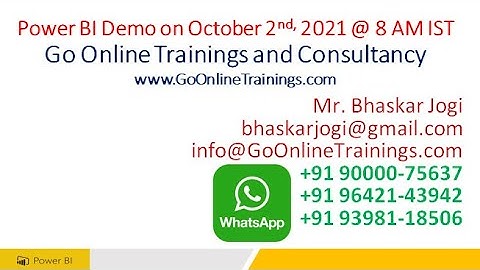 New Power BI Online Demo on 2nd October 2021 @ 8 AM IST GoOnlineTrainings