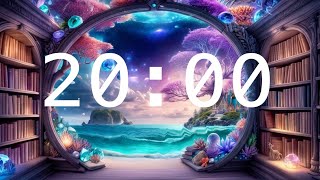 20 Minute Countdown Timer With Alarm Calming Music Fantasy Library Portals And Books