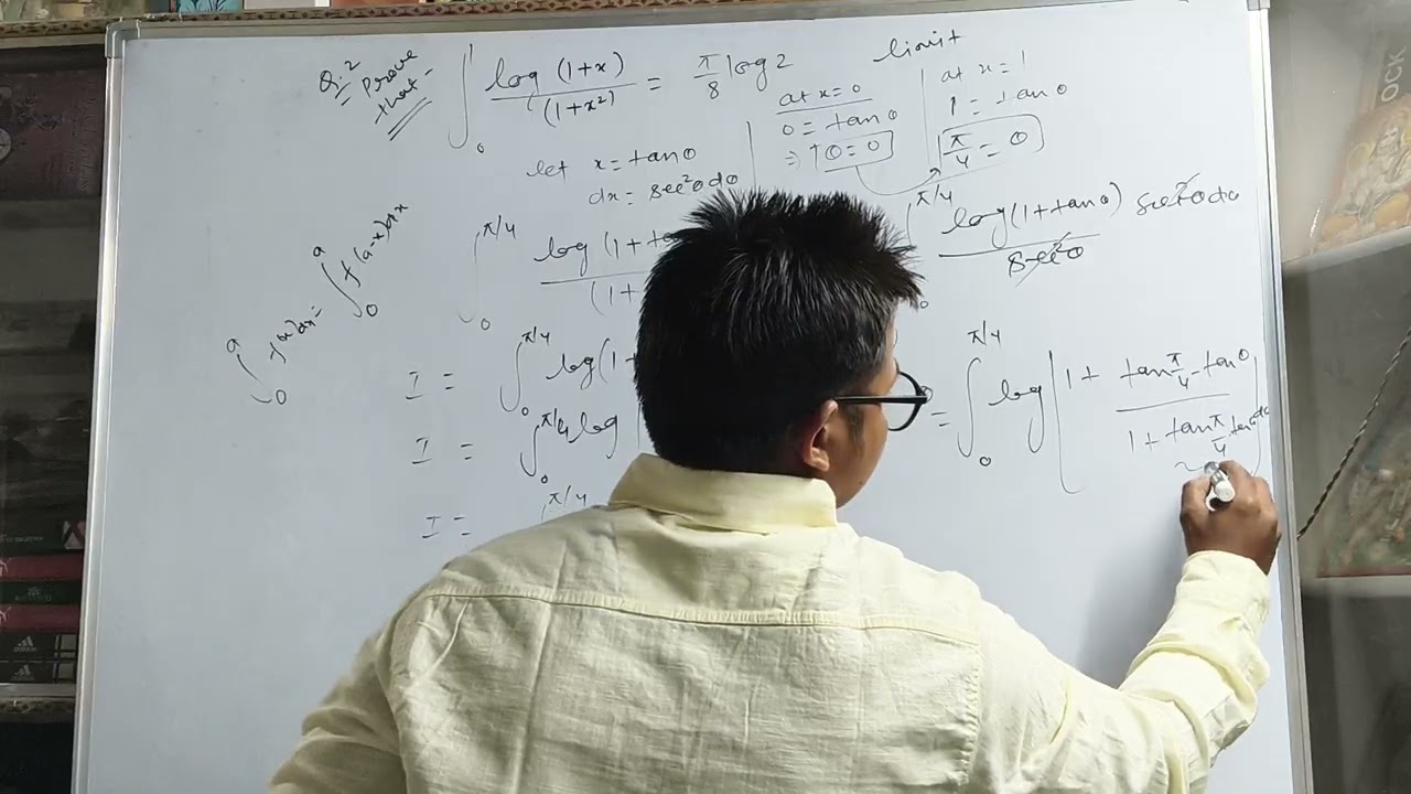 Prove that Integration of log1+x by 1+^2 from 0 to 1 = Pi by 8 log2