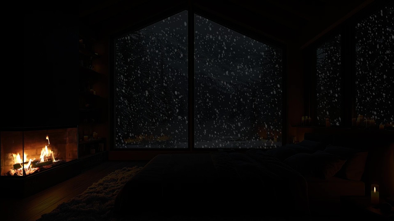 Snowstorm and Fireplace Sounds in the Bedroom for Sleep - No Ads😴Peaceful Night - Relaxation & Study