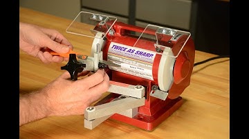 Demonstrating the Twice as Sharp Scissor Sharpener