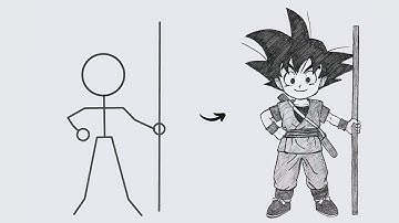 How to draw Kid Goku from Dragon Ball Diama  | Easy Step by Step