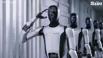 Stunning moment army of humanoid Chinese robots march in first mass delivery of futuristic machines