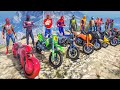 All spiderman suits motorcycles mountain speed jump challenge competition 124