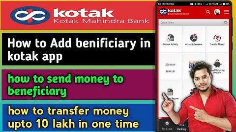 Kotak | how to add beneficiary and how to transfer money to beneficiary in kotak Mahindra Bank App
