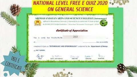 Free E quiz 2020 with answers & Free E certificate-National level Free E quiz on Science-Online Quiz