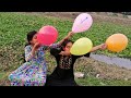Kida are fun with balloon and learn colour