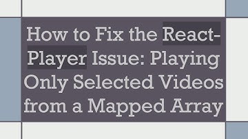 How to Fix the React-Player Issue: Playing Only Selected Videos from a Mapped Array