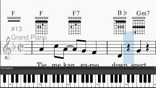 Tie Me Kangaroo Down Sport by Rolf Harris - Easy piano tutorials with leadsheet and chords