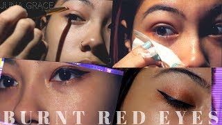 BURNT RED EYES  ( One Minute Makeup ) | Juna Grace