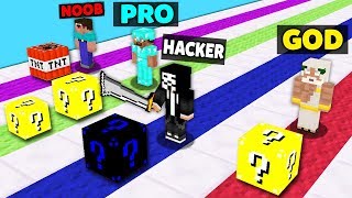 Minecraft Battle: NOOB vs PRO vs HACKER vs GOD : SUPER LUCKY BLOCK RACE Challenge in Minecraft