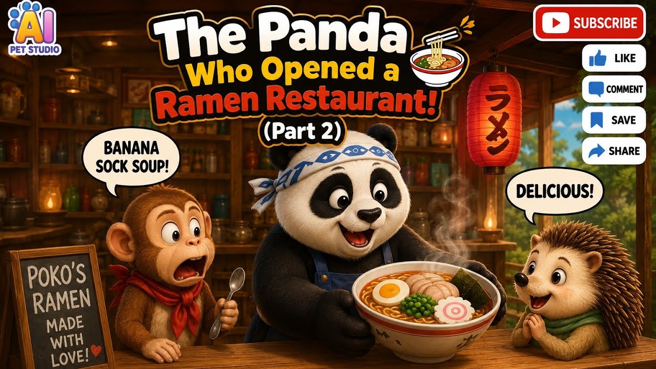 🐼 The Panda Who Opened a Ramen Restaurant! 🍜 (Part 2) | Funny Animal Story | AI Pet Studio