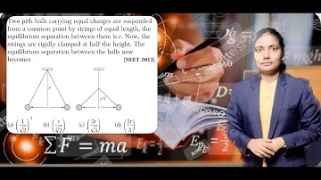 Two pith balls carrying equal charges are suspended from a common point by strings of equal ………………….