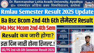 rmlau result 2025 new update rmlau ug/pg 2nd 4th 6th semester ka result kab ayega rmlau result 2025