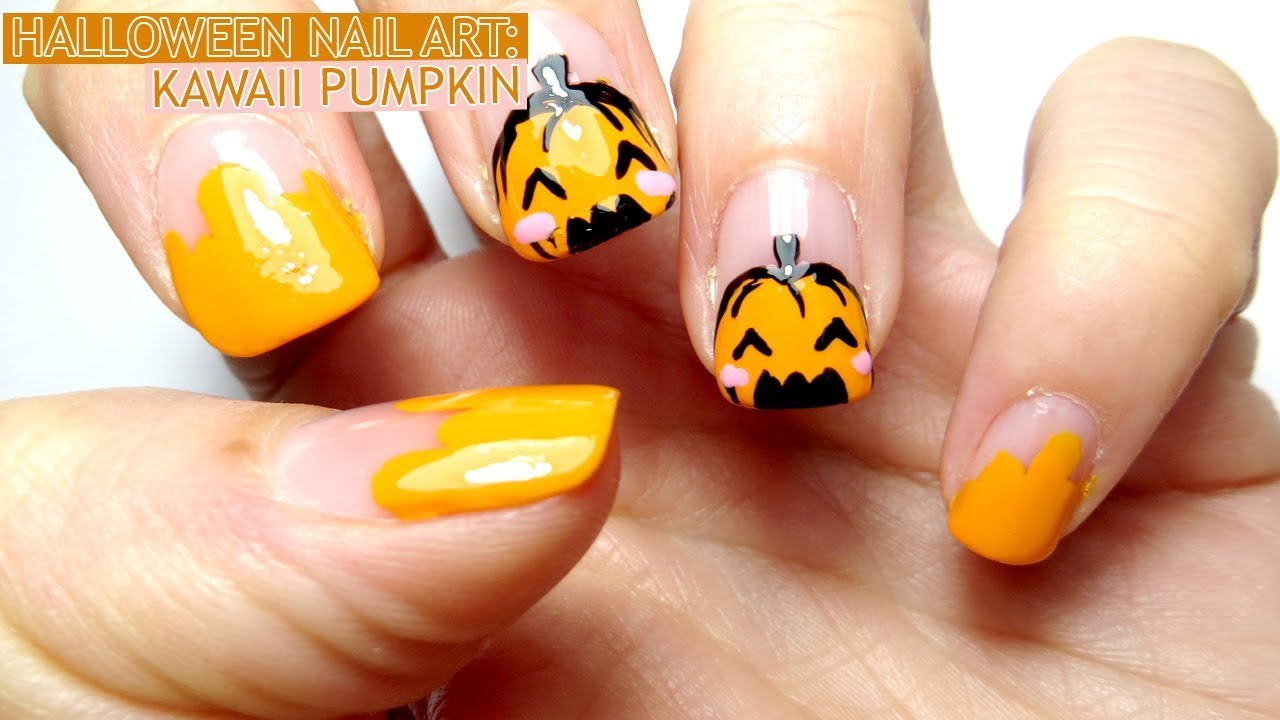 6. Kawaii Pumpkin Nail Design - wide 6