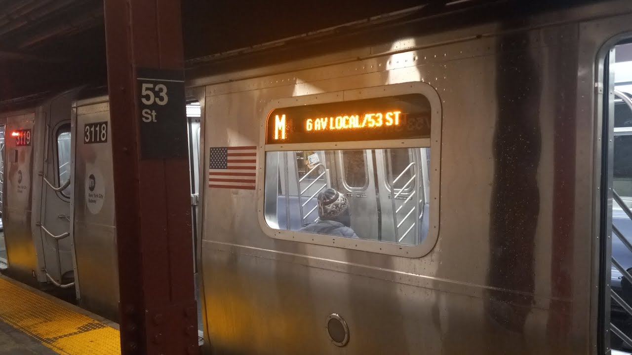 Exclusive! R179 (M) train at 5th Ave-53rd street/R160B (E) leaving ...