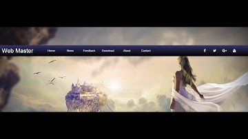 Navigation bar with social media and brand name