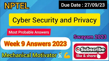 Cyber Security and Privacy | Week 9 Quiz | Assignment 9 Solution | NPTEL | SWAYAM 2023